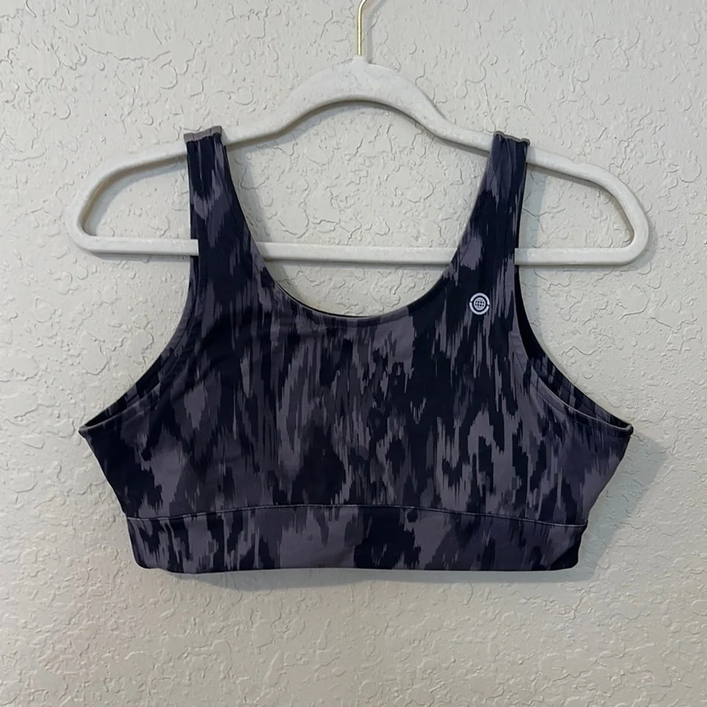 Max Studio Charcoal and Black Performance sports bra v